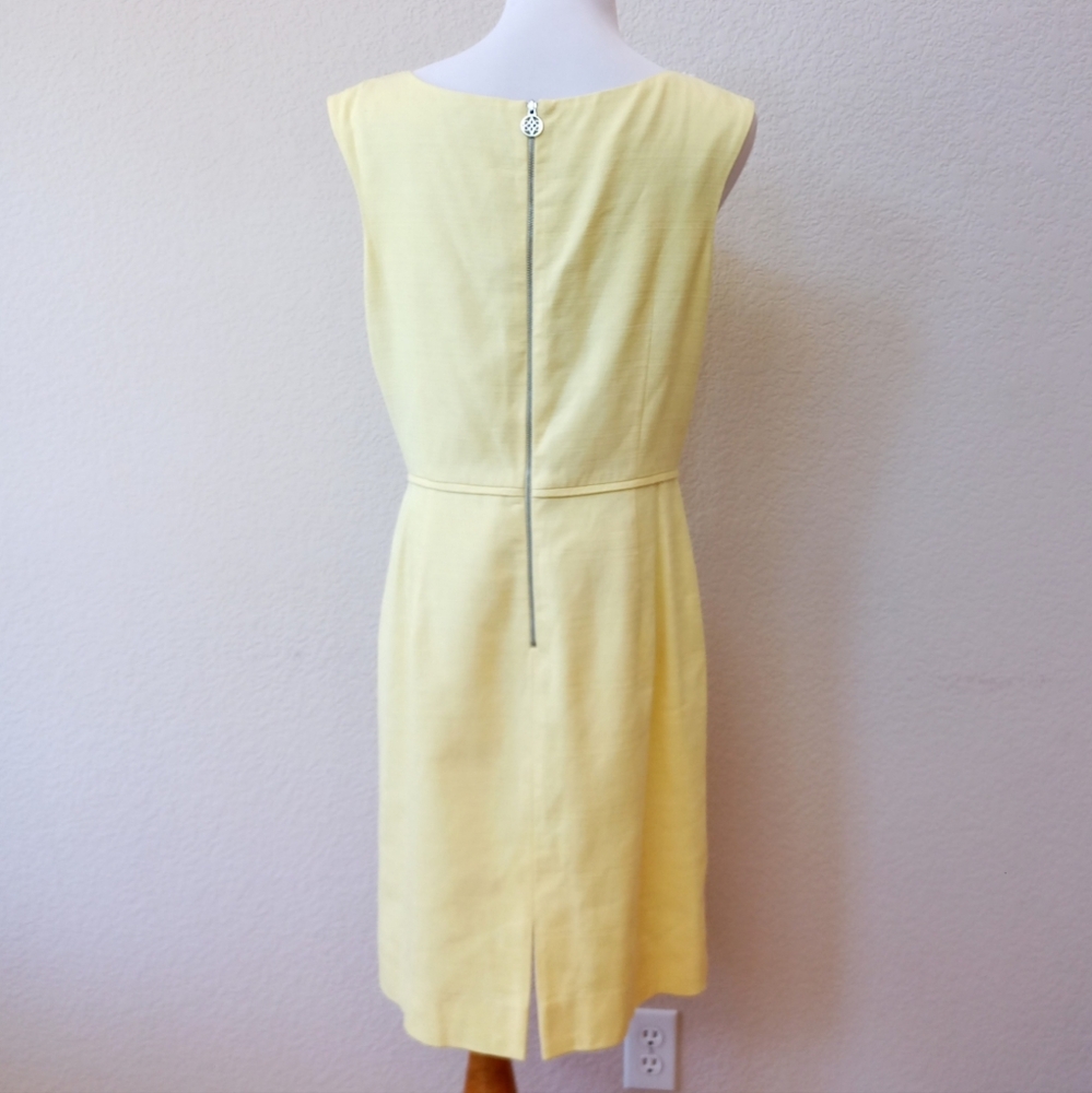 Antonio Melani butter yellow beaded and chain detail neckline shift dress - Picture 6 of 9